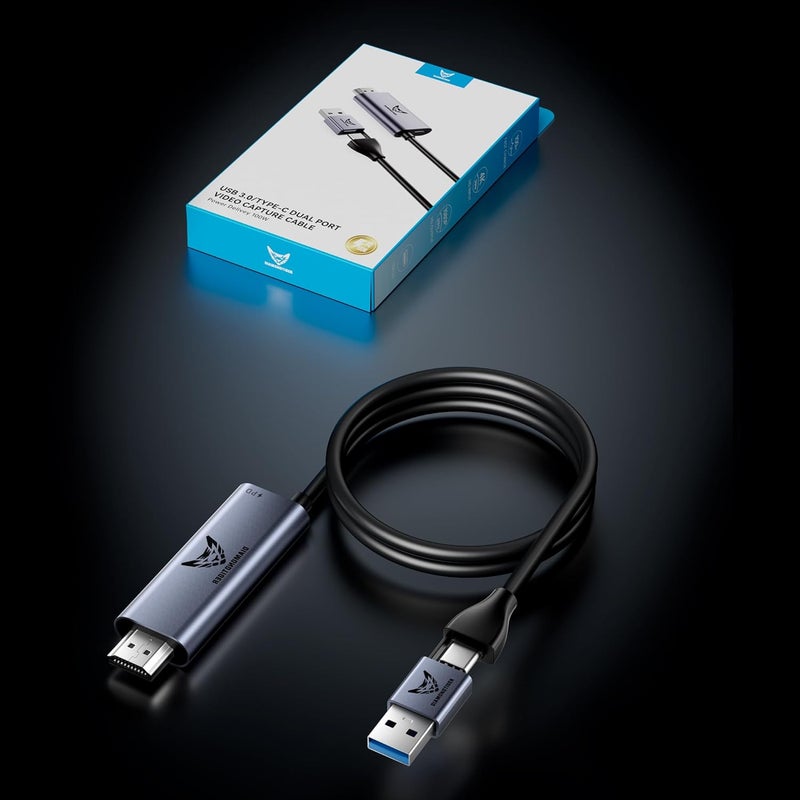 DiamondTiger Capture Card with 100W PD 6Ft HDMI Cable to USB 3.0/USB C 1080P 60fps Cam Link Card,Record Capture Device for Streaming, Live Broadcasting,Video Conference,Teaching,Gaming Quest 3 VR - Image 5